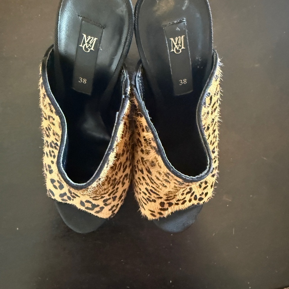 MANGO animal print Leather hair on Heels Size 7.5 - Picture 3 of 9